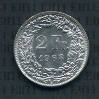 CHF___2.00 1968B stgl * nigelnagelneu! 2 Franken