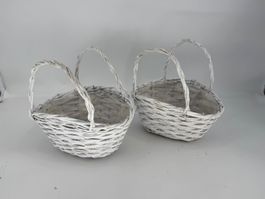 2 weisse Körbe Deko/ Blumenkorb/ Ostern/ Hochzeit