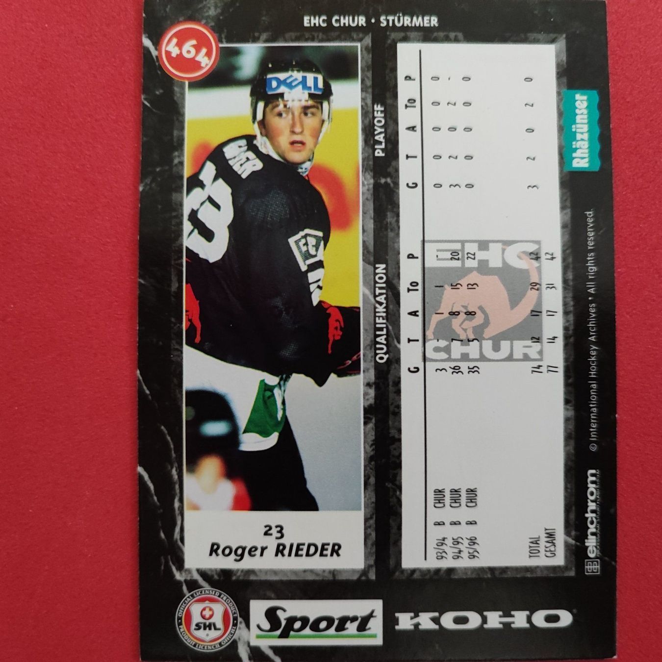 Carte collezionabili: Roger Rieder - EHC CHUR - 1996/97 – Usato da Dübendorf venduto da kb86_MOVIE 1