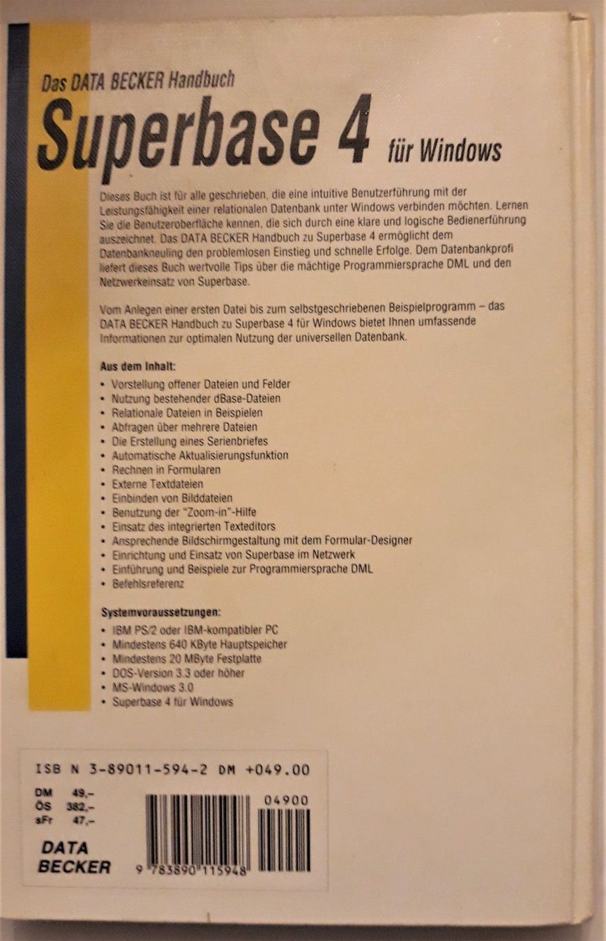 Bücher: Superbase 4 für Windows Version 1.3 – Gebraucht aus Horn von Wings0 1