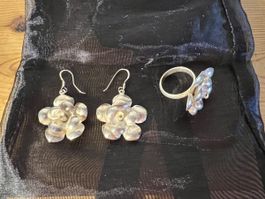 Handgefertigte Ohrringe mit Ring, silber