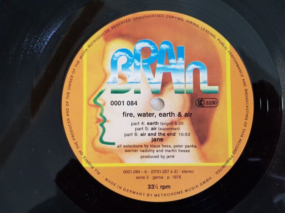 LP - Jane - Fire, Water, Earth & Air - Vinyl 1976 | Kaufen auf Ricardo