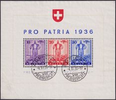 1936, W8 (Pro Patria Block) von ZÜRICH: 4.XI.36, Kat: 300.-