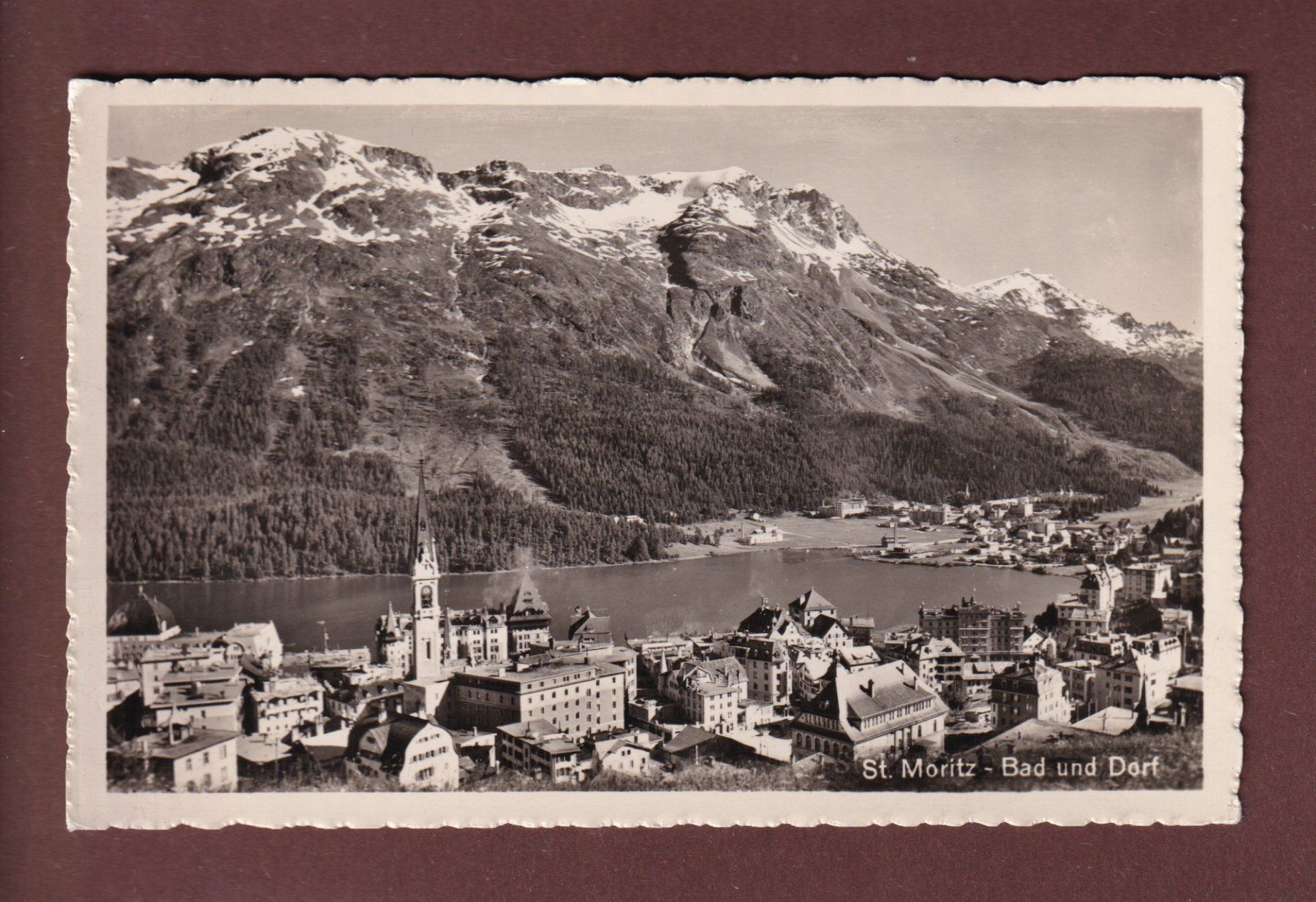 Cartes postales: ST. MORITZ-BAD und DORF - 1937 – D'occasion à Pully par nicecards-shop