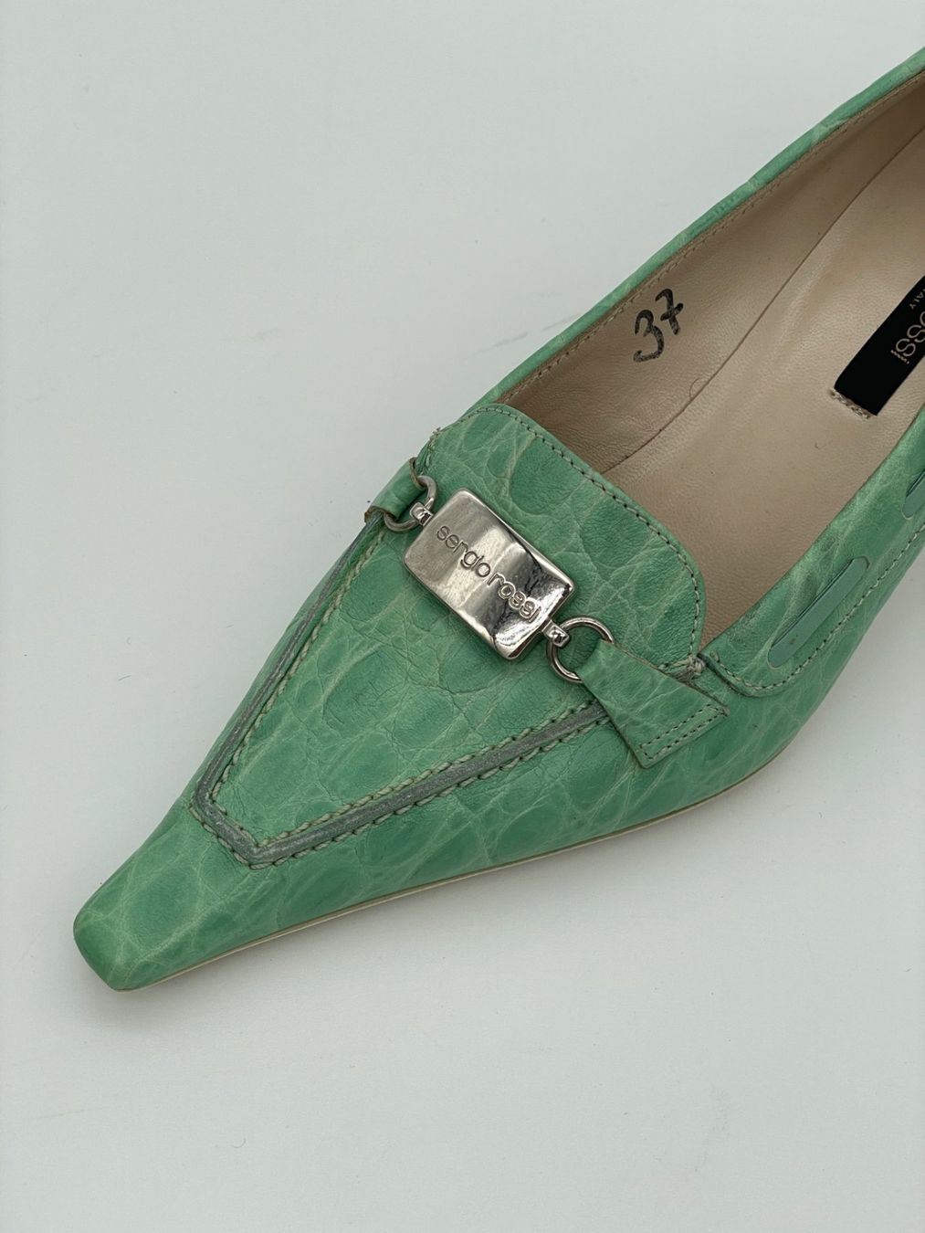 Sergio Rossi Scarpe da donna: Sergio Rossi Croc-Effect Kitten Heel EU 37 Grün – Usato da Zürich venduto da shoe_shop 6