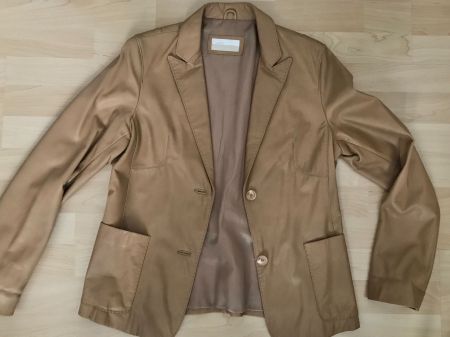 Closed Lederjacke Blazer milchkaffeebraun M