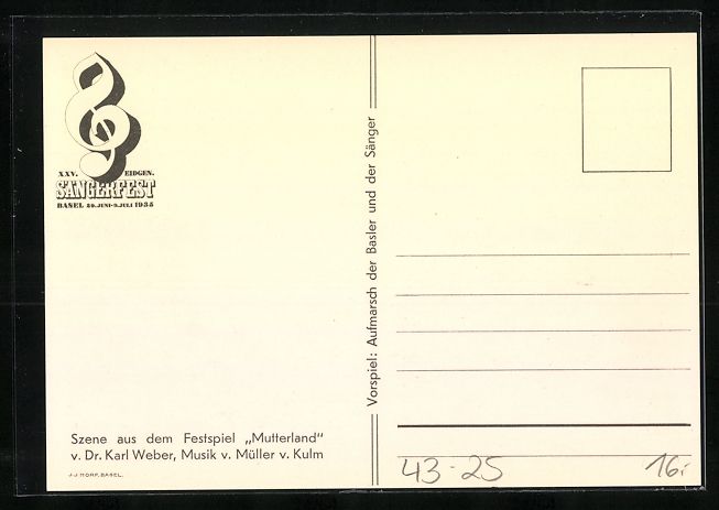 Cartes postales: Dr. Karl Weber: Basel, XXV. Eidgen. Sän – D'occasion à Berlin par bartko-reher 1