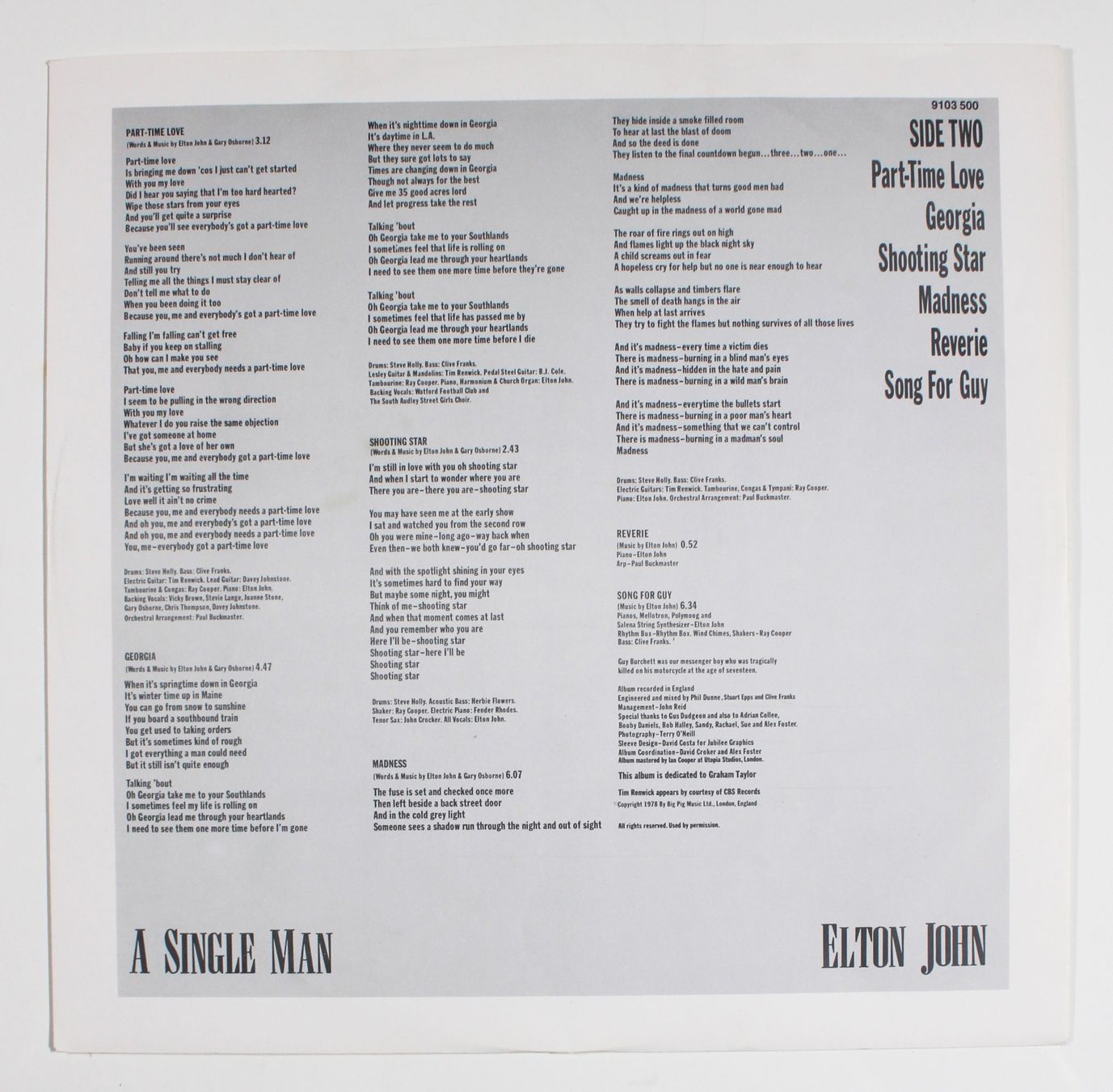 Dischi in vinile: LP ELTON JOHN - SINGLE MAN - 1st Press 1978 Gatefold – Nuovo (secondo la descrizione) da Brüttisellen venduto da Collector-Corner 5