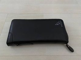 Lange Geldbörse mit Reißverschluss,Vintage-Stil,schwarz, Neu