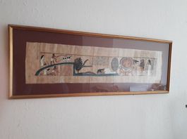 Bild Handarbeit auf Papyrus aus Ägypten hinter Glas