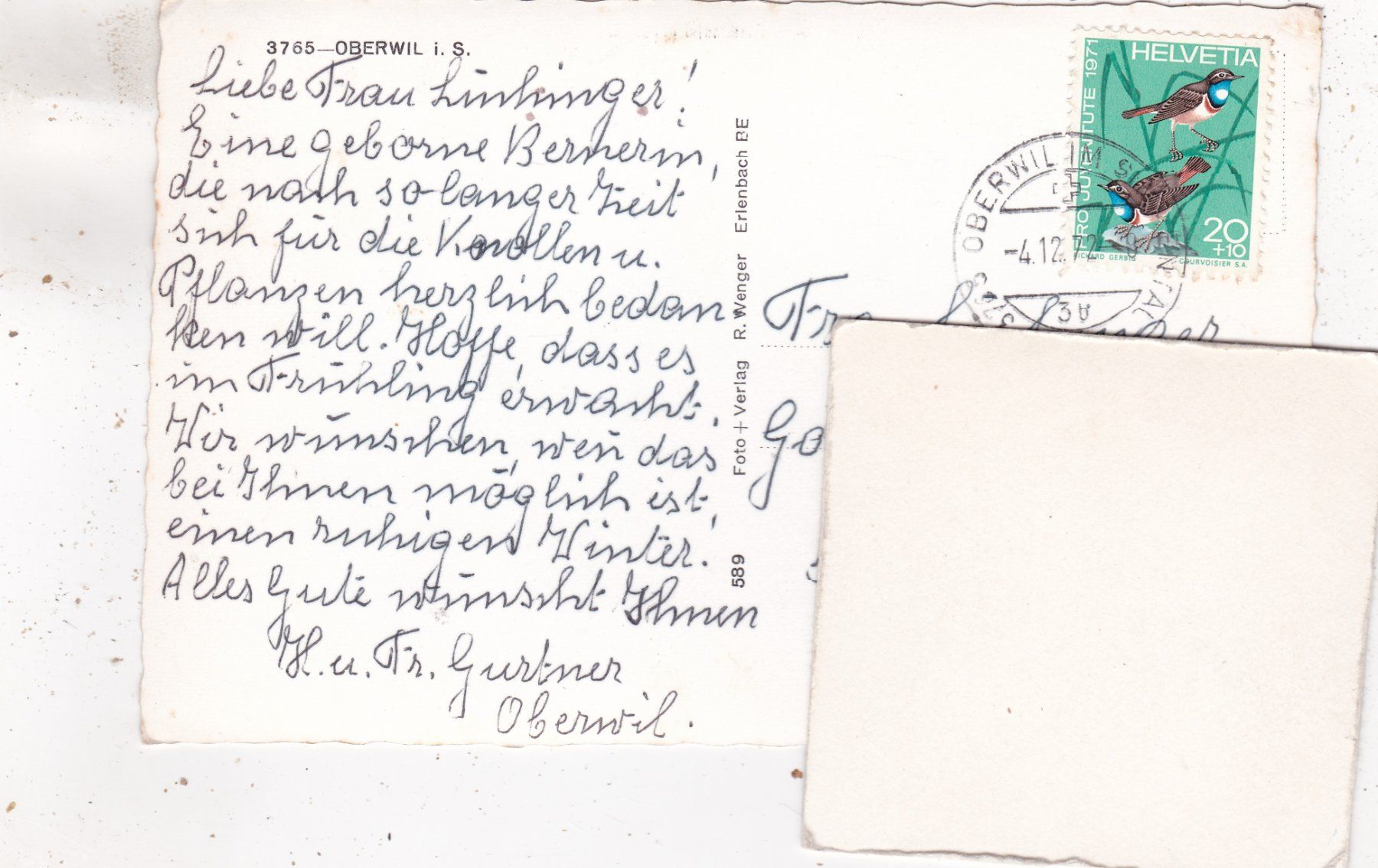 Ansichtskarten: Oberwil i. S. 1972 – Gebraucht aus Herisau von Lisegrat2008 1