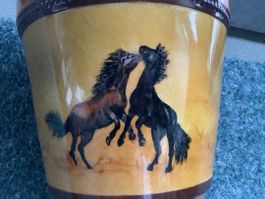 CACHE-POT - Motif « chevaux « - Non ébréché