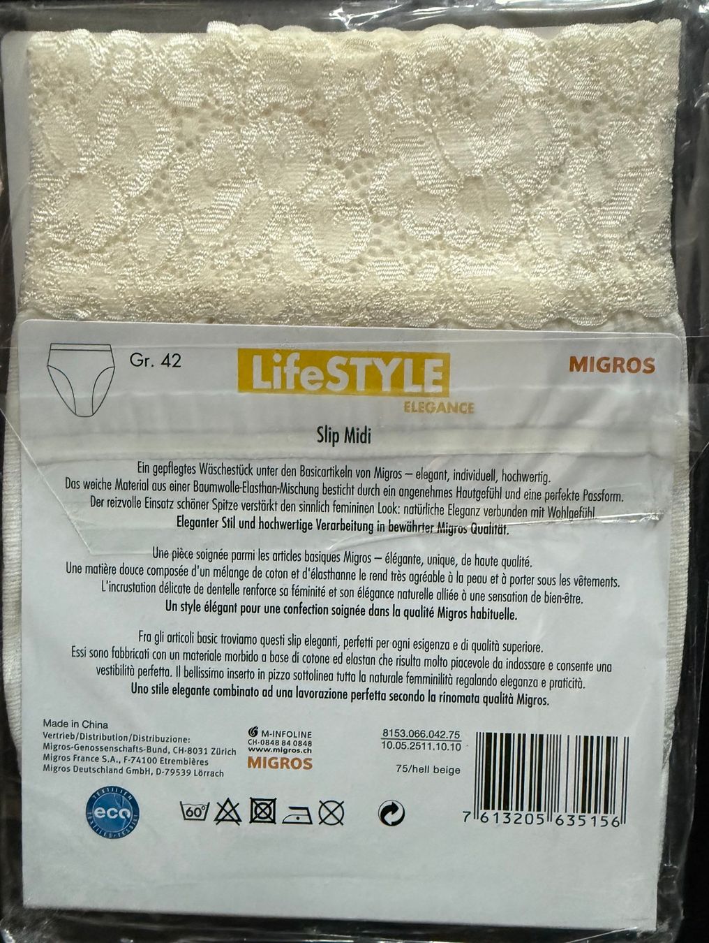 Altra biancheria intima: Slip LifeStyle Elegance Midi creme, mit Spitze – Nuovo e nell'imballaggio originale da Zäziwil venduto da kreative-ideen 1