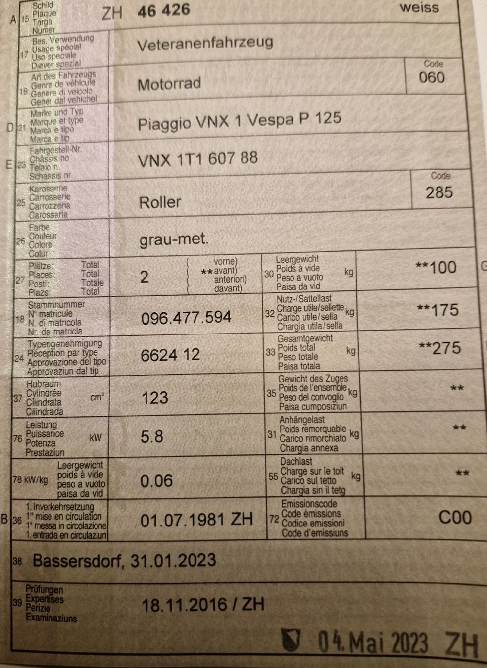Piaggio Strada: Vespa P125 – Usato da Ebmatingen venduto da Stinky01 1