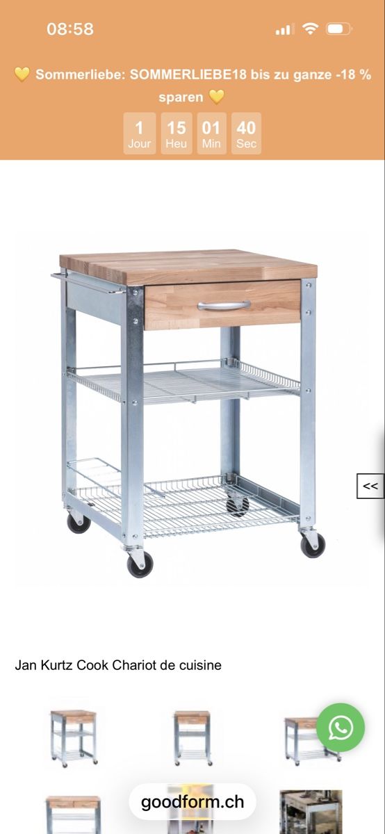 Cucine complete: Chariot de cuisine Jan Kurtz – Nuovo (secondo la descrizione) da Châbles FR venduto da Chanao 5