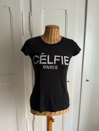 T-Shirt schwarz "Célfie Paris" XS