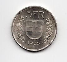 (591) Schweiz, 5 Franken, Tell, top stgl