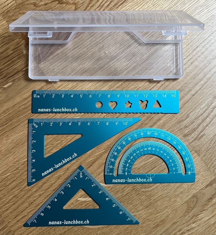 Geometrie-Set Aus Metall - 4-teilig Mit Lineal, Dreieck & Winkelmesser, Schwarz