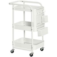 Rollwagen mit Schubladen und Korb Stahl Weiss 51,5x32x75,6cm