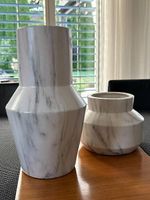 2 dekorative Vasen in Marmoroptik  weiss/grau  Set