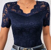 Elegantes Damen Spitzenoberteil Grösse M, marineblau