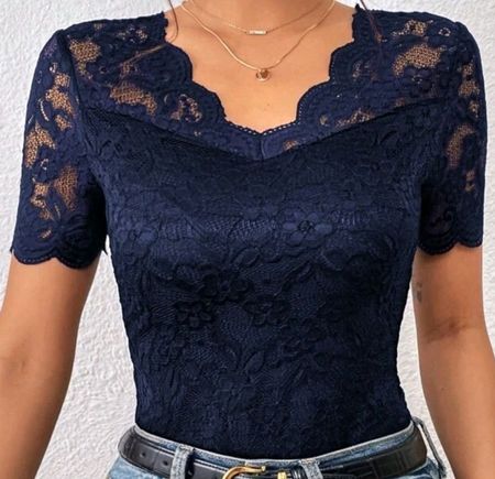 Elegantes Damen Spitzenoberteil Grösse M, marineblau