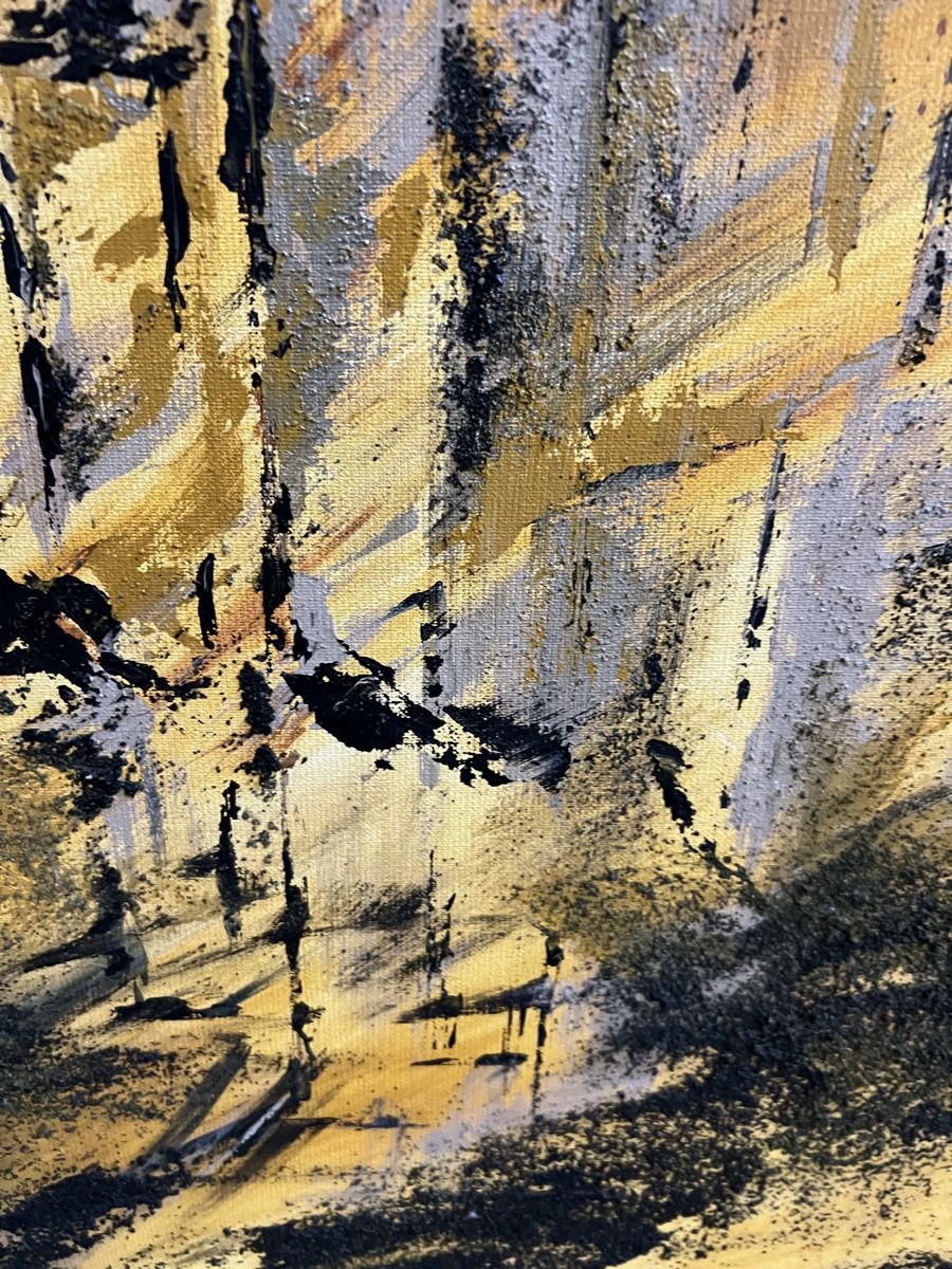 Gemälde: Tableau abstrait, tons chauds et sombres, 70x70 cm – Gebraucht aus Genève von Qanil77 2