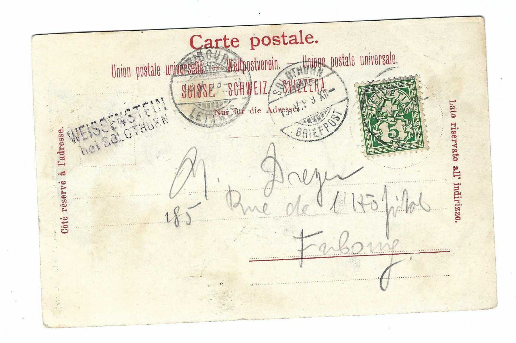Tutti i francobolli: Stabstempel Weissenstein bei Solothurn 1899 i9 – Usato da Aarau venduto da fussball-fussball