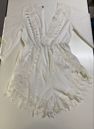 Weisser Sommer Jumpsuit mit Spitze Gr. M aus Ibiza