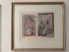 Lithographie Clowns Motiv 119/300 signiert 1984 64x48cm
