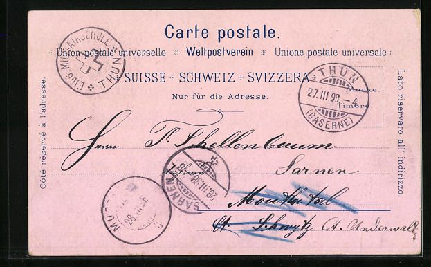 Cartoline postali: Litho Thun, Ansicht der Caserne, Schiess – Usato da Berlin venduto da bartko-reher 1