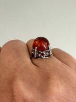 Vintage 835er Silber Ring mit Bernstein, Fischerland: 55-56