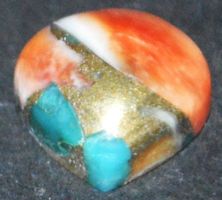 Cabochon L-2680 – Auster Kupfer Türkis Herz ca.10x10 mm