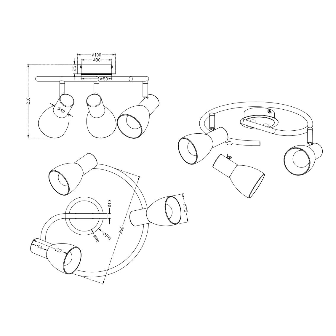 Lampade: LED Schnecke, 3 Spots, 30 cm Ø, Messing – Nuovo (secondo la descrizione) da Kreuzlingen venduto da Smart-Light 2