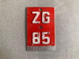 Velonummer Fahrradschild ZG 85 - 026973