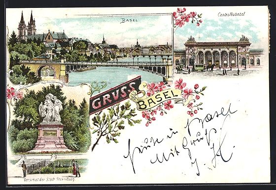 Cartes postales: Litho Basel, Teilansicht, Centralbahnhof – D'occasion à Berlin par bartko-reher