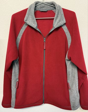 Fleecejacke XL, Rot Grau mit Reissverschluss