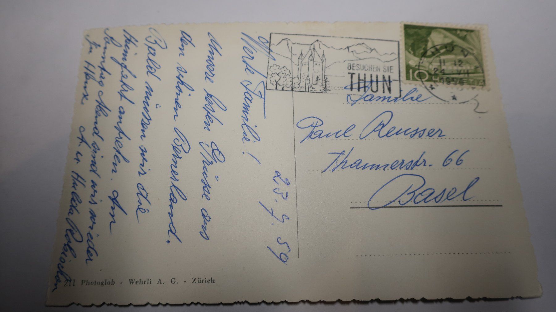 Ansichtskarten: Thun Panorama  1959 – Gebraucht aus Cormoret von Pascalll2001 4
