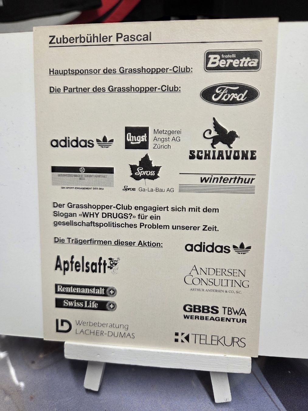 Autogramme: Original Signiert vom Pascal Zuberbühler – Gebraucht aus Wetzikon ZH von AmacherM 1