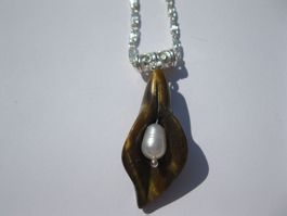 Kette mit Tigerauge und Zuchtperle *OVP*