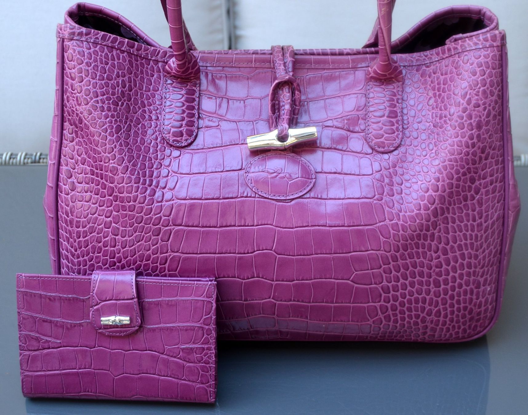 Longchamp Borse da donna: Longchamp Croco-Embossed Roseau Tasche / sac – Usato da Collonges venduto da Auganien 2