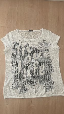 Damen T-Shirt weiss Grösse M mit Pailletten