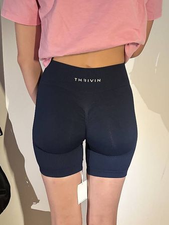 Short de sport femme Thrivin bleu foncé