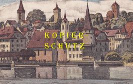 Luzern - Partie an der Reuss (Litho) /bc