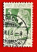 PRO JUVENTUTE 1 HELVETIA VOLLSTEMPEL ZÜRICH FLUNTERN 1913