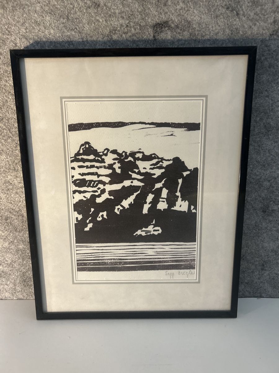Xilografie: Sepp Ziegler  Holzschnitt gerahmt – Usato da Glarus venduto da KunstWerkEr-LS87