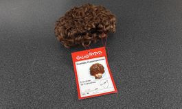 Neue Glorex Puppenperücke, Locken, braun, Grösse 23/27 cm