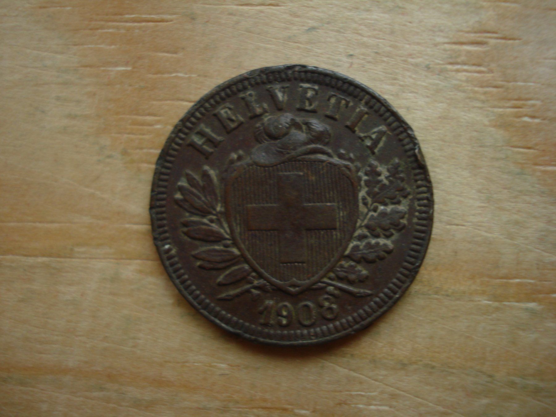 Alle Münzen: (S2) 2 Rappen 1908 – Gebraucht aus Erlach von Net-Coins