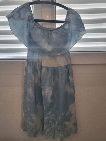 Robe d'été bleue Coquelicot S dentelle broderie
