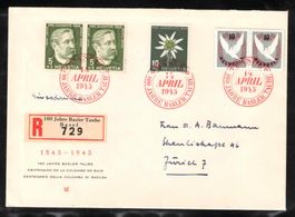 1945 FDC Basler Taube-Block Ausschnitt W22 auf FDC